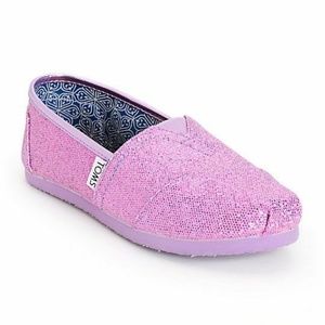 Toms Classics Lilac Pink Glitter Girls Youth 5